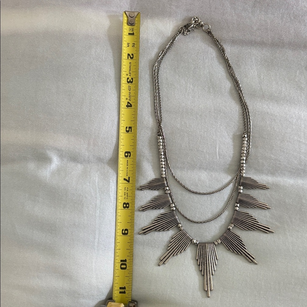 Lucky Brand Silver Fringe Statement Layered Necklace - OS - Picture 4 of 4
